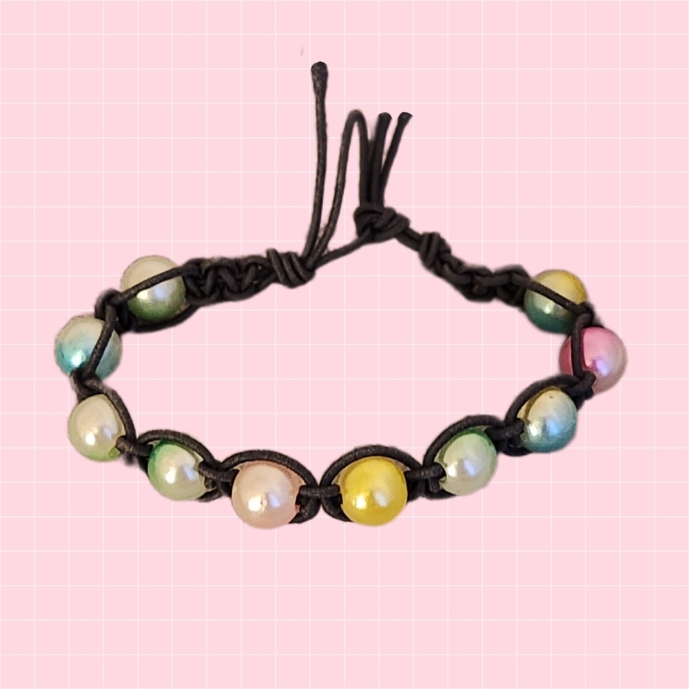 Rainbow Beaded Macrame Bracelet
